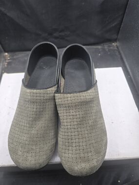 Sanita Olive Green Weave Slip-On Clogs
